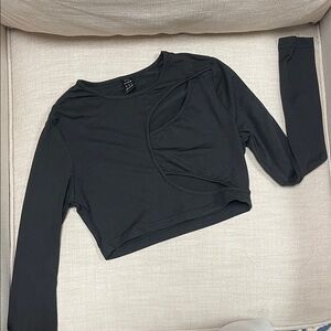 SHEIN Black Long Sleeve Cut Out Crop Top